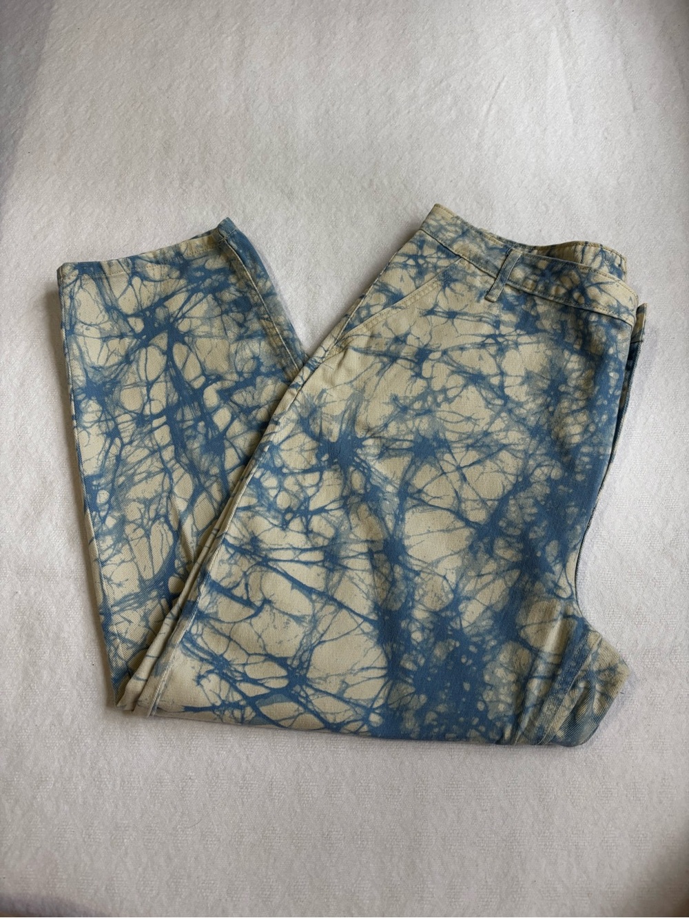 Rachel Comey High-Rise Jeans in Blue and Cream Tie-Dye